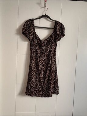 3/$45 twik Black Mini Dress with Cream Floral Print